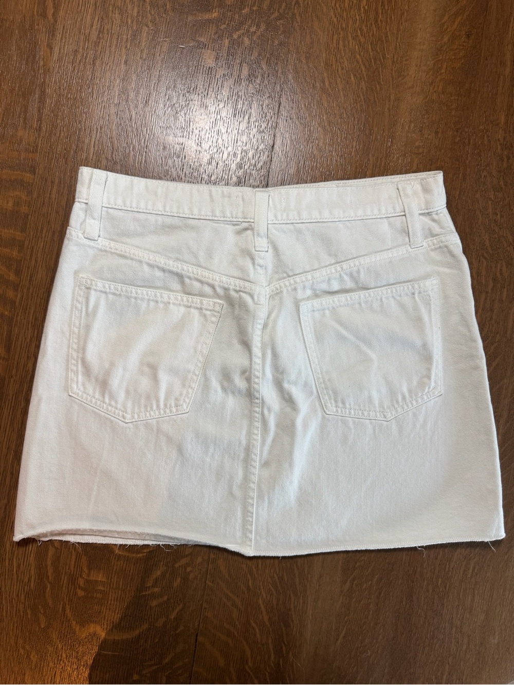 Madewell Rigid Denim High Rise A-Line Mini Skirt Tile White Button Front Size 29 - Picture 5 of 6
